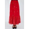 Kırmızı Desenli Şifon Etek 8010