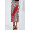 Kırmızı Siyah Desenli Saten Etek 15806