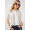 Kısa Kol Crop Gömlek 20335 - Beyaz