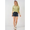 Kısa Kol Crop Gömlek 20335 - E.Yeşil