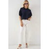 Kısa Kol Crop Gömlek 20335 - Lacivert