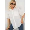 Kısa Kol Keten Görünümlü Gömlek 20336 - Beyaz