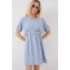 Kısa Kol Mini Ayrobin Elbise 2572 - Mavi