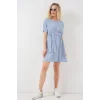 Kısa Kol Mini Ayrobin Elbise 2572 - Mavi