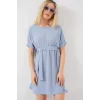 Kısa Kol Mini Ayrobin Elbise 2572 - Mavi