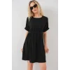 Kısa Kol Mini Ayrobin Elbise 2572 - Siyah
