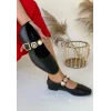 Koope Siyah Cilt Babet Ayakkabı