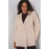 Kruvaze Yaka Blazer Ceket 0722 - Krem