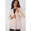 Kruvaze Yaka Blazer Ceket 0722 - Krem