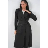 Kruvaze Yaka Trençkot 5978 - Siyah