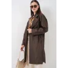 Kruvaze Yaka Trençkot 5987 - Kahverengi
