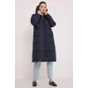 Lacivert Kapşonlu Uzun Şişme Mont 5120