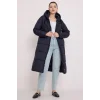 Lacivert Kapşonlu Uzun Şişme Mont 5120