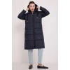 Lacivert Kapşonlu Uzun Şişme Mont 5120