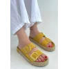 Loera Sarı Nubuk Çift Tokalı Terlik