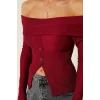 Madonna Yaka Düğmeli Bluz bordo t4329