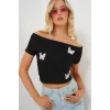 Madonna Yaka Kelebek Detaylı Bluz 957 - Siyah