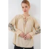 Nakışlı Örme Bluz 941 - Bej