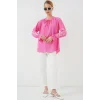 Nakışlı Örme Bluz 941 - Pembe