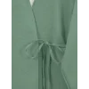 Önden Bağlamalı Pantolonlu Kimono Takım-Mint