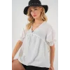 Önü Bağcıklı Kısa Kol Bluz 962 - Beyaz