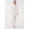 Önü Bağcıklı Tunik Pantolon İkili Takım 6744 - Beyaz
