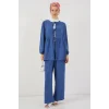 Önü Bağcıklı Tunik Pantolon İkili Takım 6744 - İndigo