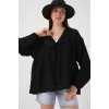 Önü Bağcıklı Uzun Kol Bluz 946 - Siyah