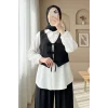 Önü Bağlamalı Yelek Pantolon İkili Takım   -Siyah