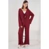 Örme Bluz Pantolon İkili Takım 30052 - Bordo