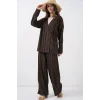 Örme Kimono Pantolon İkili Takım 30067 - Kahverengi