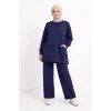 Osy Modal Yumuşak Dokulu Kumaş Tesettür Cepli Tunik Pantolon Takım - Lacivert