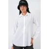 Oversize Basic Gömlek 20349 - Beyaz