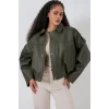 Oversize Deri Ceket 1055 - Haki