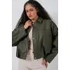 Oversize Deri Ceket 1055 - Haki