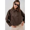 Oversize Deri Ceket 1055 - Kahverengi