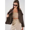 Oversize Deri Ceket 1055 - Kahverengi