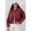 Oversize Deri Ceket 1055 - Kiremit