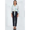Oversize Dökümlü Crop Saten Gömlek 906 - Mint