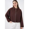Oversize Fermuarlı Ceket 0735 - Kahverengi