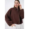 Oversize Fermuarlı Ceket 0735 - Kahverengi