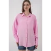 Oversize Viskon Gömlek 3785 - Pembe