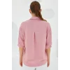 Pembe Kısa Kol Oversize Keten Gömlek 20240