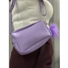 Ponpon mor cilt çanta