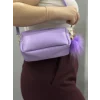 Ponpon mor cilt çanta