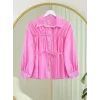 Robadan Büzgülü Beli Bağcıklı Gömlek -Pembe