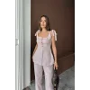 ŞANTUK KETEN YELEK GÖRÜNÜMLÜASKILI BLUZ - PANTOLON TK - Lila
