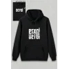 Sevgililer Günü Beyci Hediye Baskılı Oversize Kapüşonlu Sweatshirt - Siyah