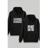 Sevgililer Günü Beyci Hediye Baskılı Oversize Kapüşonlu Sweatshirt - Siyah