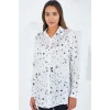 Siyah Beyaz Desenli Oversize Saten Gömlek 3985